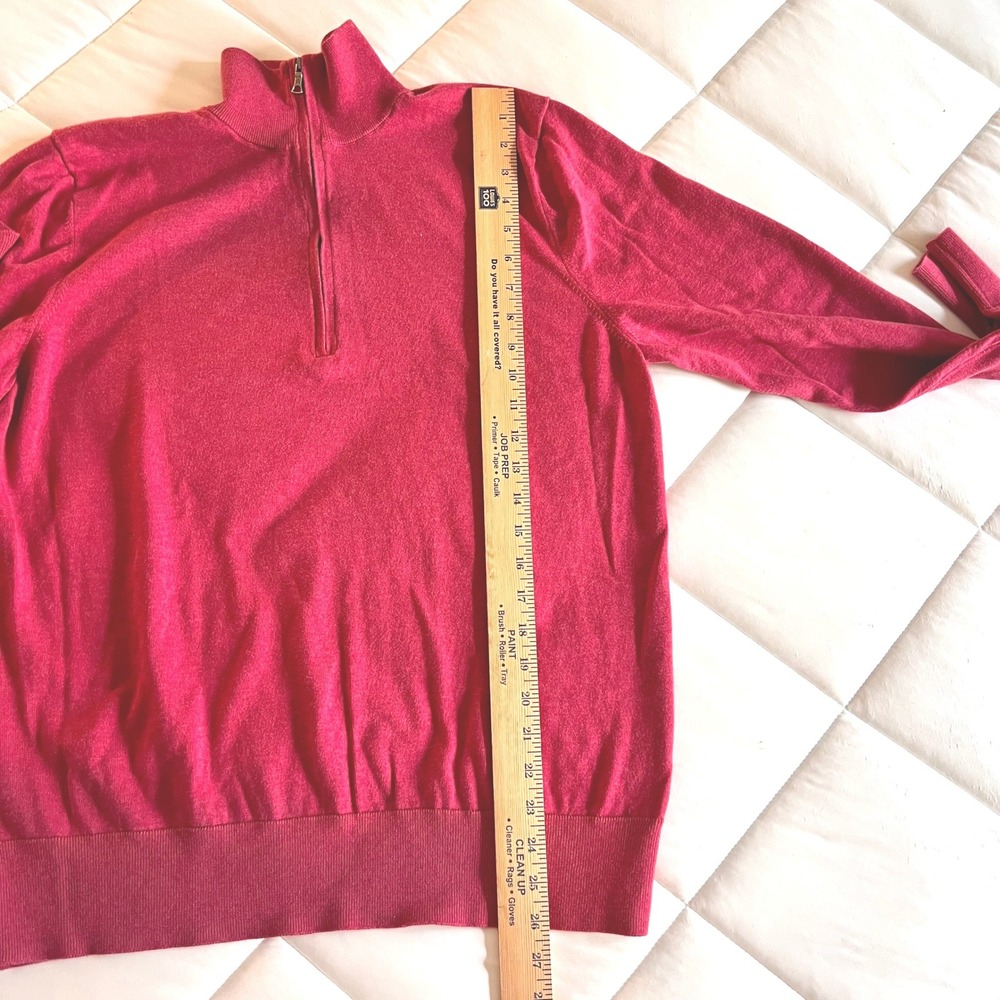Brooks Brothers Mens Red 100% Supima Cotton Quarter Zip Preppy Sweater‎ Large L - Picture 5 of 7